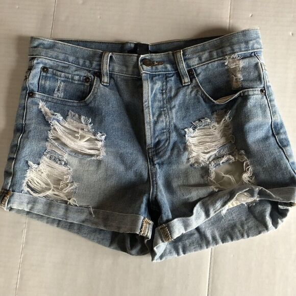 Forever 21 Blue Jean Distressed Shorts Sz 28 A2567 - Picture 1 of 5